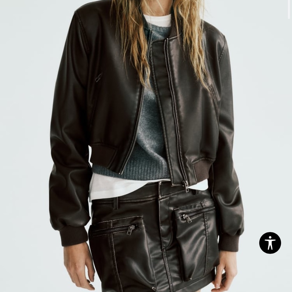 Zara faux leather bomber